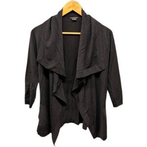 Theory‎ Womens P Black Wool Blend Open Front Waterfall Drape Cardigan Petite